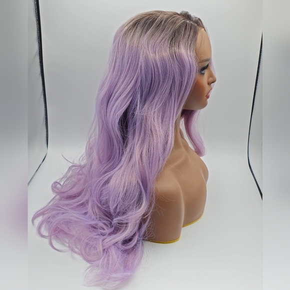 Uniwigs Misty Dawn Pale Lilac Long Natural Wave Synthetic Lace Front Wig - Picture 9 of 10